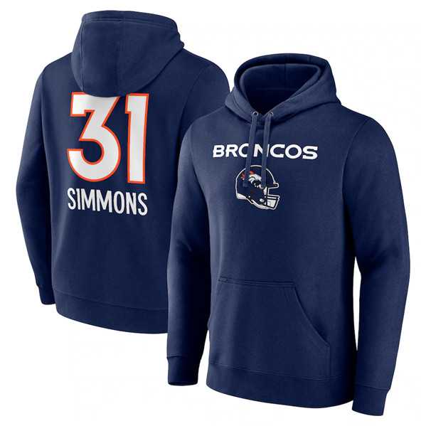 Men's Denver Broncos #31 Justin Simmons Navy Team Wordmark Name & Number Pullover Hoodie,We sell and wholesale Men's Denver Broncos #31 Justin Simmons Navy Team Wordmark Name & Number Pullover Hoodie on line form chian!